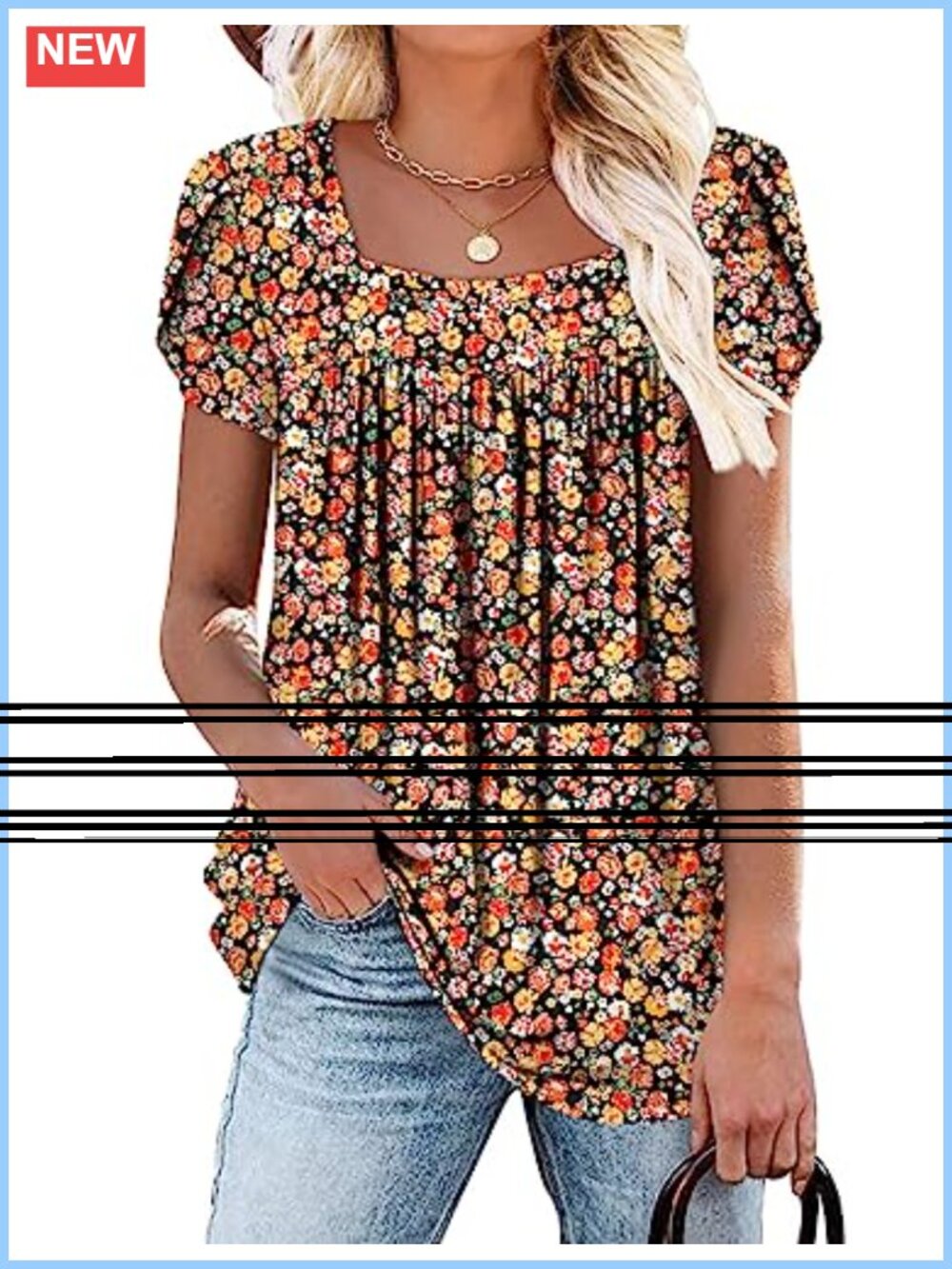 Womens Summer Tunic Top Petal Sleeve Square Neck High Low Hem Blouse